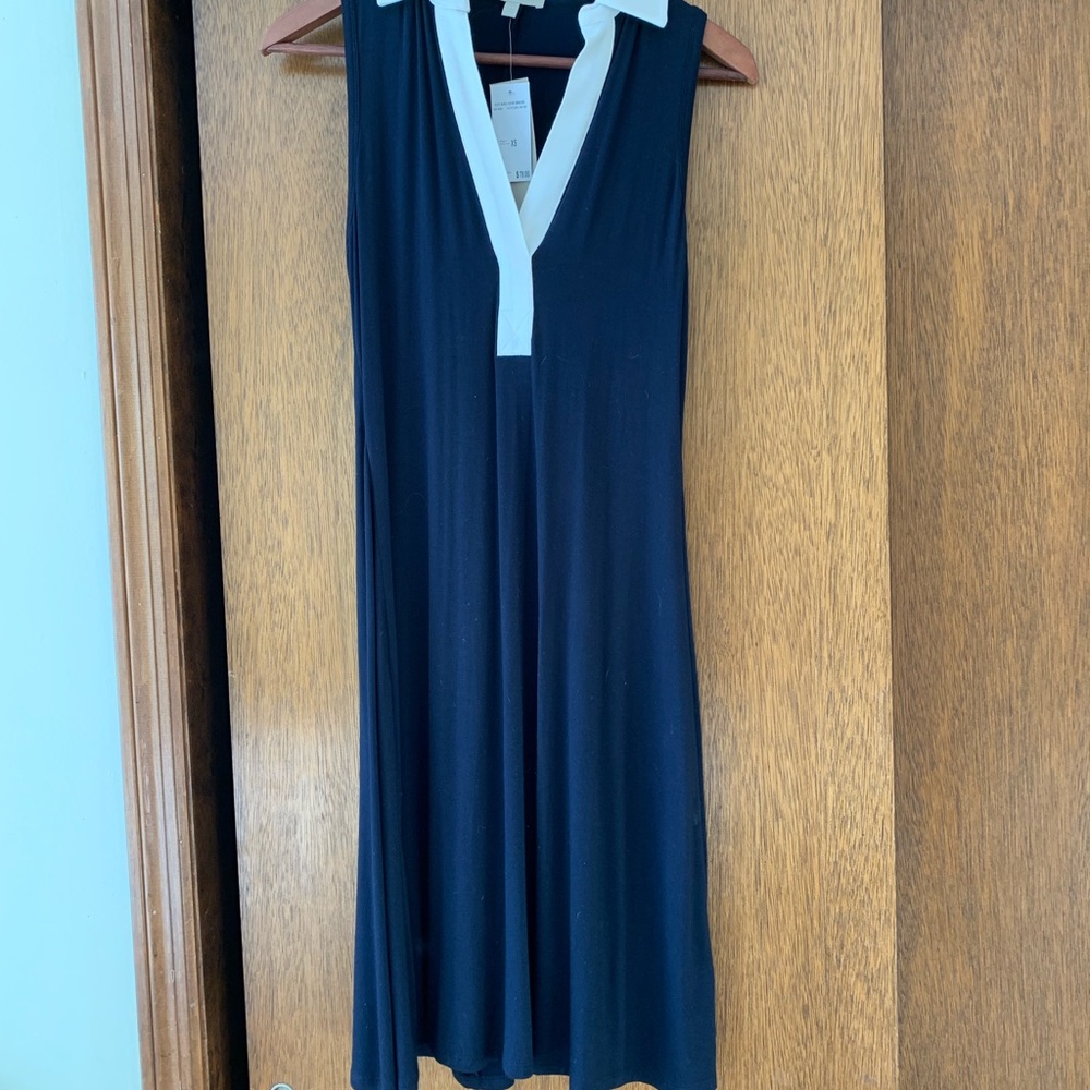 Navy with white trim sleeveless dress